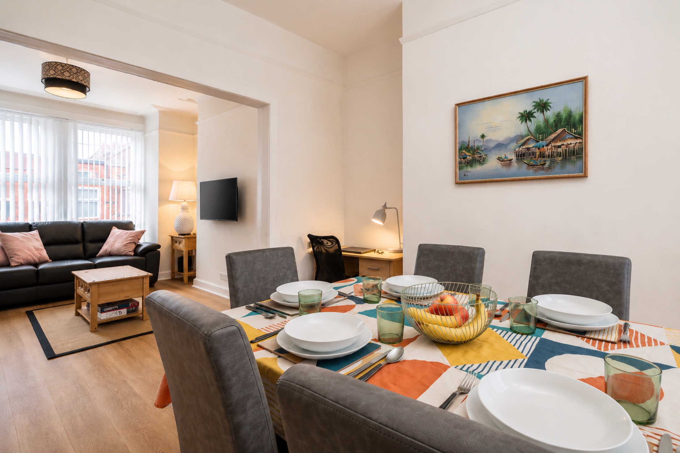 Dining and living area at Atlantean Properties 3-bed serviced accommodation in Bootle