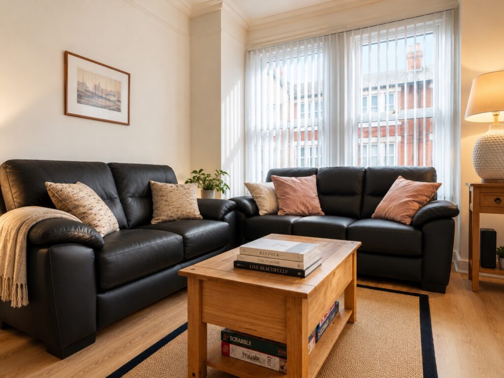Living room at Atlantean Properties 3-bed serviced accommodation in Bootle