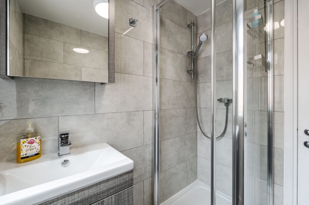 Shower room at Atlantean Properties 3-bed serviced accommodation in Bootle