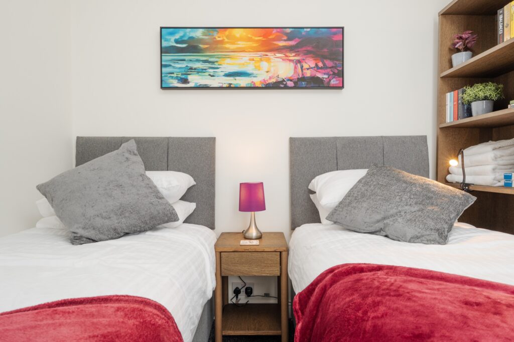 Twin bedroom at Atlantean Properties 3-bed serviced accommodation in Bootle